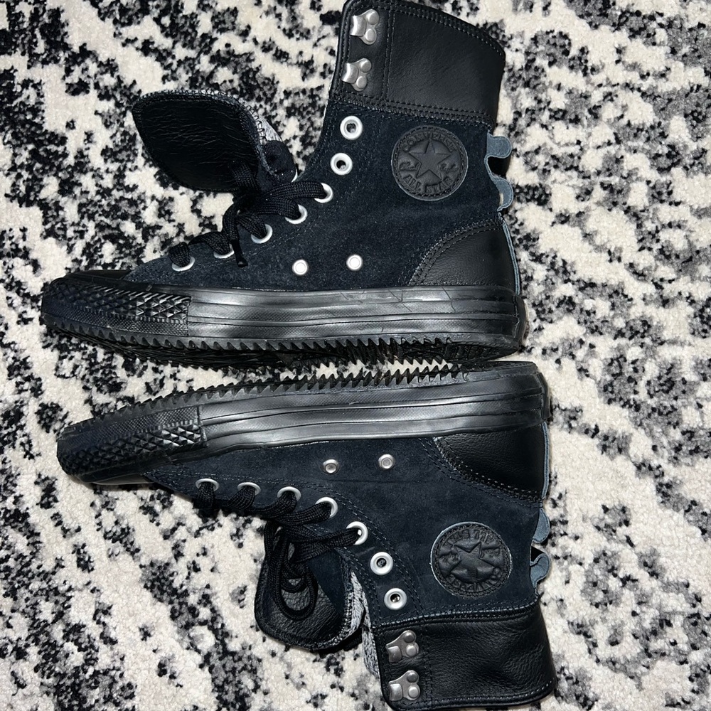 Suede and leather converse all star hi top